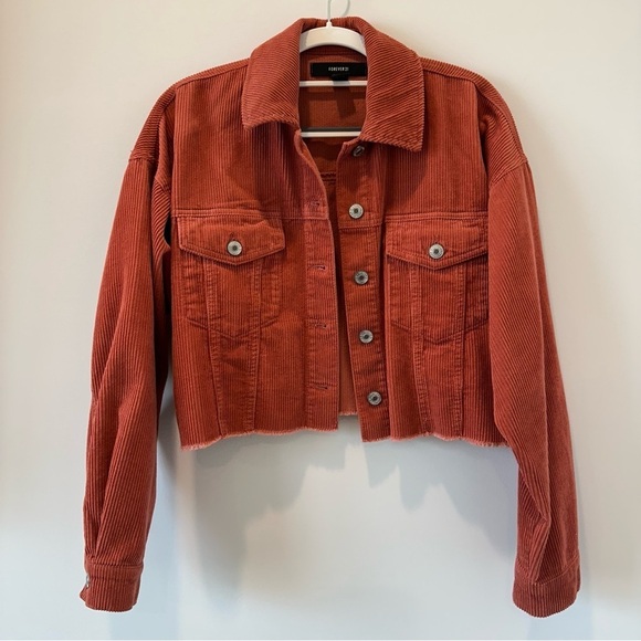 Forever 21 Jackets & Blazers - Forever 21 Cropped Jacket Corduroy Red Orange Small Valentines Cotton Transition